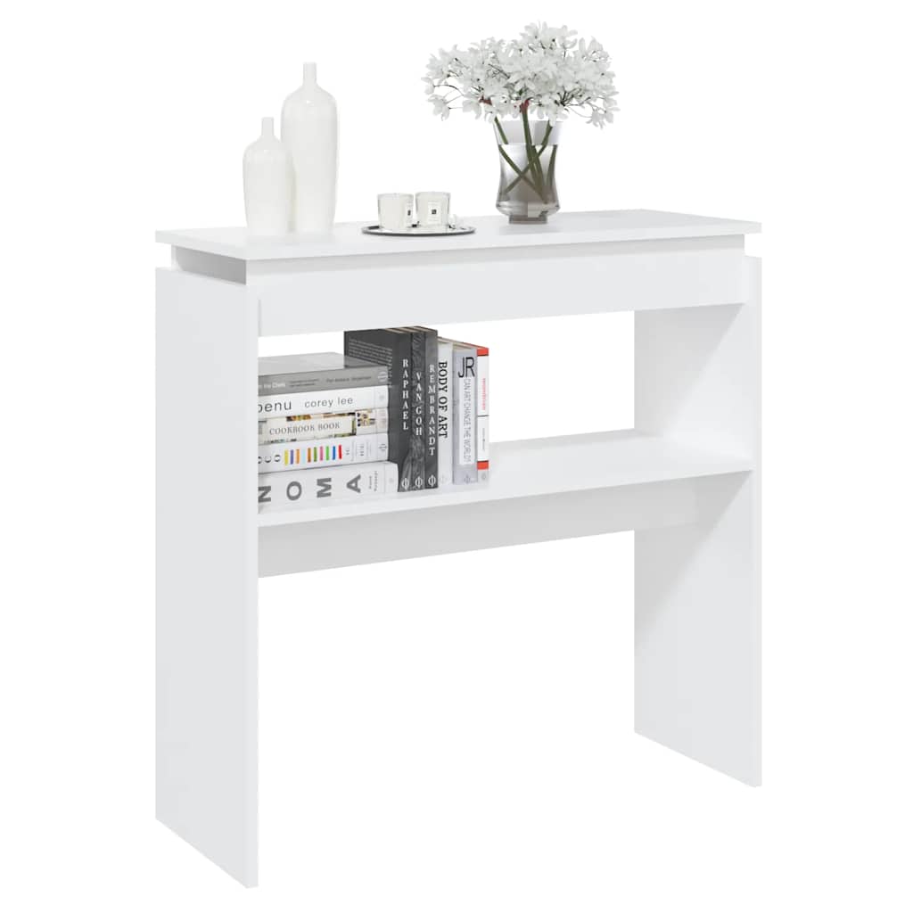 Τραπεζάκι Κονσόλα Λευκό 80 x 30 x 80 εκ. από Επεξ. Ξύλο