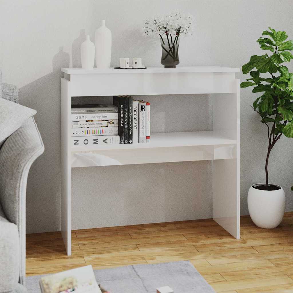 Τραπεζάκι Κονσόλα Γυαλιστερό Λευκό 80 x 30 x 80 εκ. Επεξ. Ξύλο
