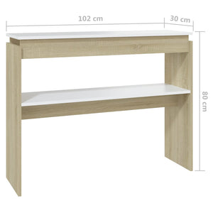Τραπεζάκι Κονσόλα Λευκό/Sonoma Δρυς 102x30x80εκ από Μοριοσανίδα