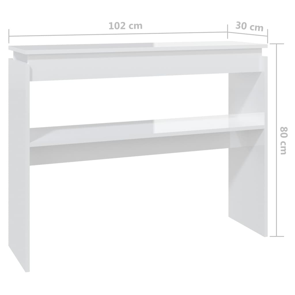 Τραπεζάκι Κονσόλα Γυαλιστερό Λευκό 102 x 30 x 80 εκ. Επεξ. Ξύλο