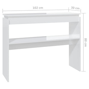 Τραπεζάκι Κονσόλα Γυαλιστερό Λευκό 102 x 30 x 80 εκ. Επεξ. Ξύλο