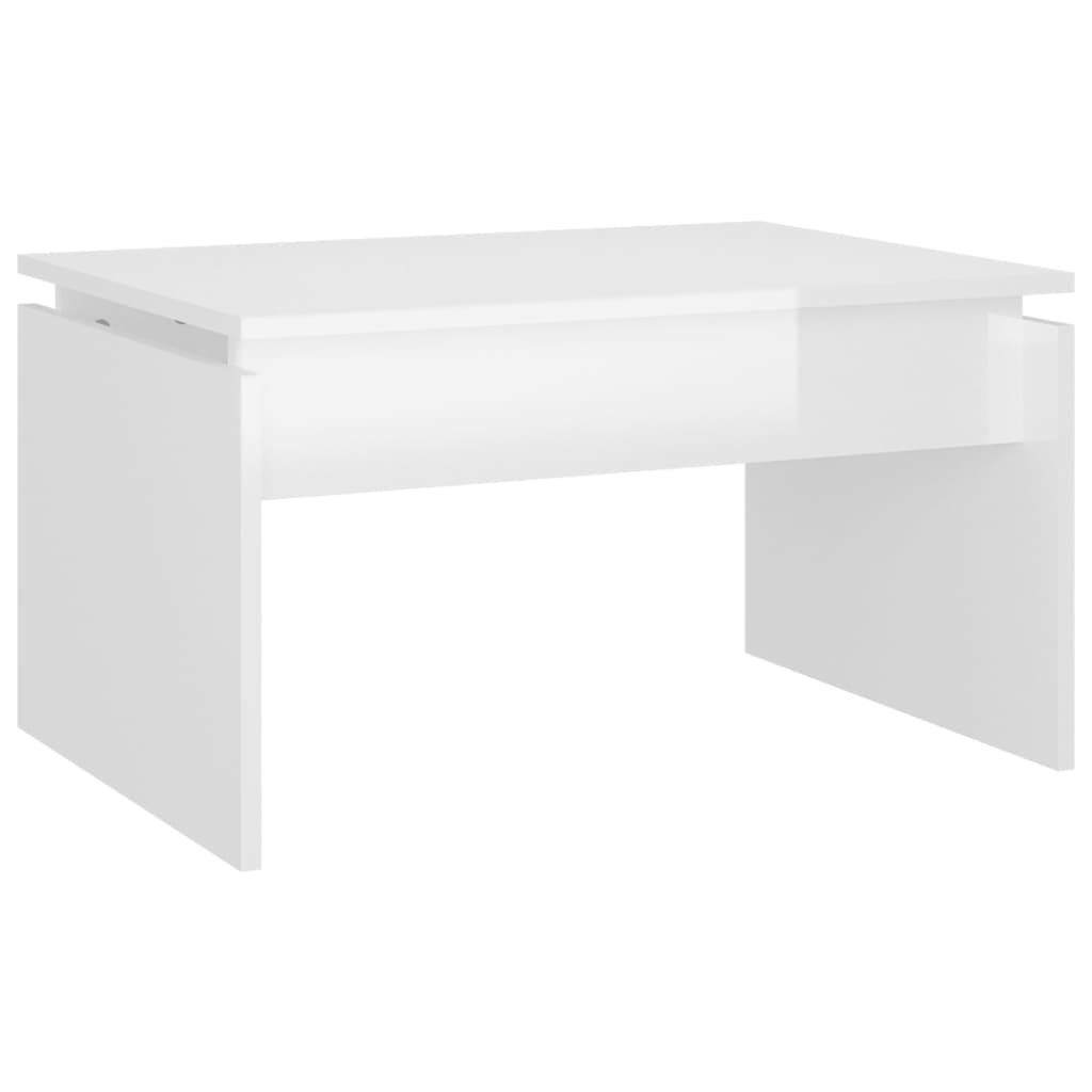 Τραπεζάκι Σαλονιού Γυαλ. Λευκό 68 x 50 x 38 εκ. από Επεξ. Ξύλο