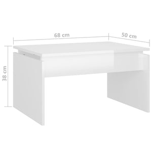 Τραπεζάκι Σαλονιού Γυαλ. Λευκό 68 x 50 x 38 εκ. από Επεξ. Ξύλο