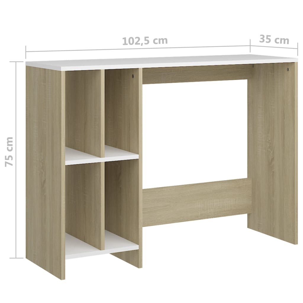 Γραφείο Notebook Λευκό/Sonoma Oak 102,5 x 35 x 75 εκ. από Μοριοσανίδα