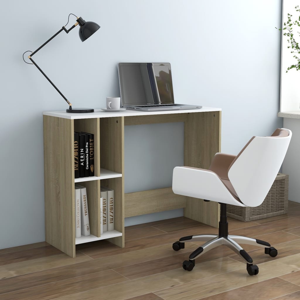 Γραφείο Notebook Λευκό/Sonoma Oak 102,5 x 35 x 75 εκ. από Μοριοσανίδα