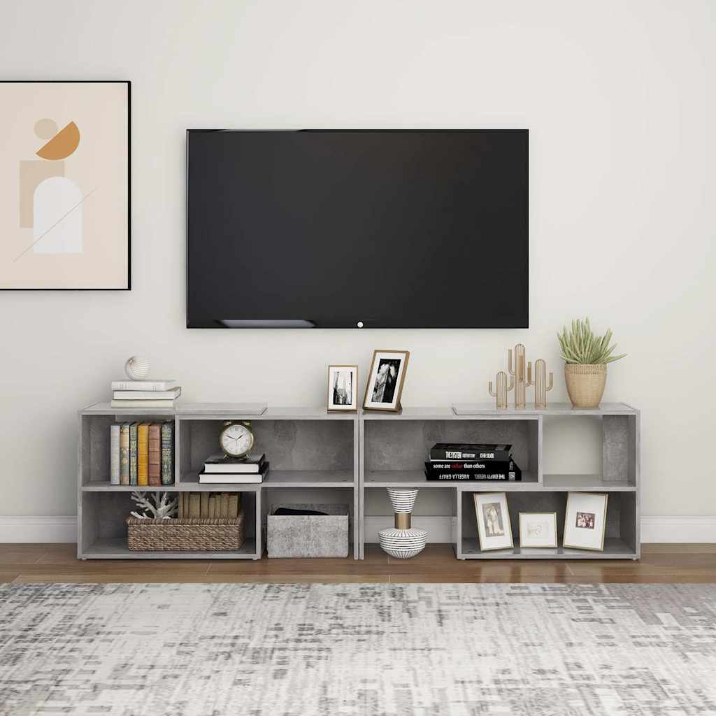 Έπιπλο Τηλεόρασης Γκρι Σκυροδέματος 149x30x52 εκ. Επεξ. Ξύλο