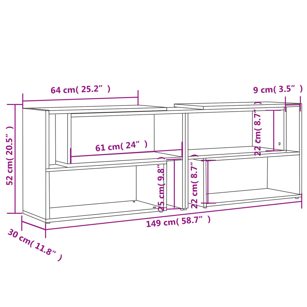 Έπιπλο Τηλεόρασης Γκρι Σκυροδέματος 149x30x52 εκ. Επεξ. Ξύλο - Pakobazaar