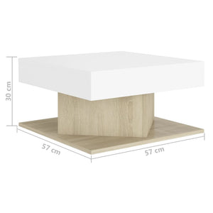 Τραπεζάκι Σαλονιού Λευκό/Sonoma Δρυς 57x57x30 εκ. Μοριοσανίδα - Pakobazaar