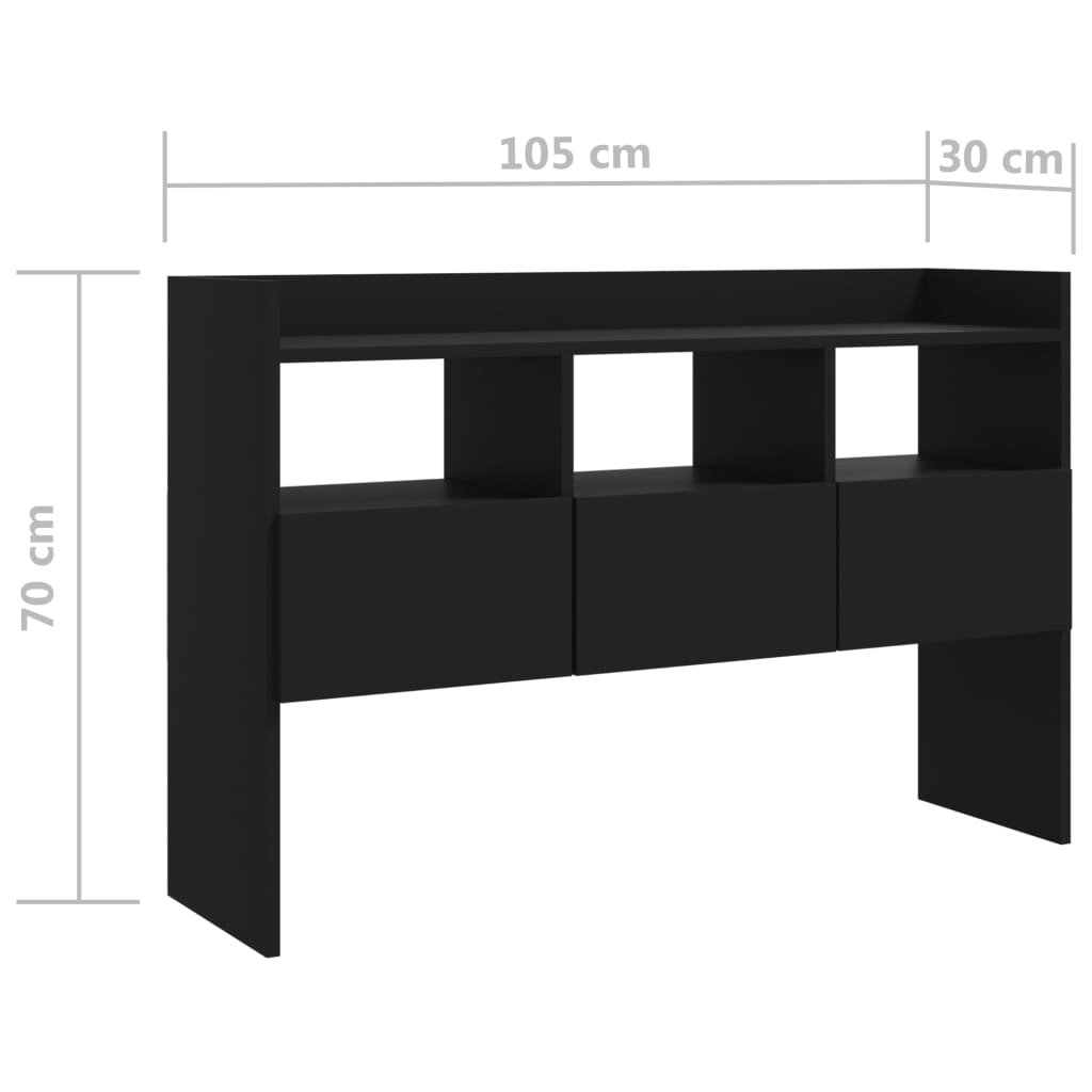 Μπουφές Μαύρος 105 x 30 x 70 εκ. από Επεξ. Ξύλο