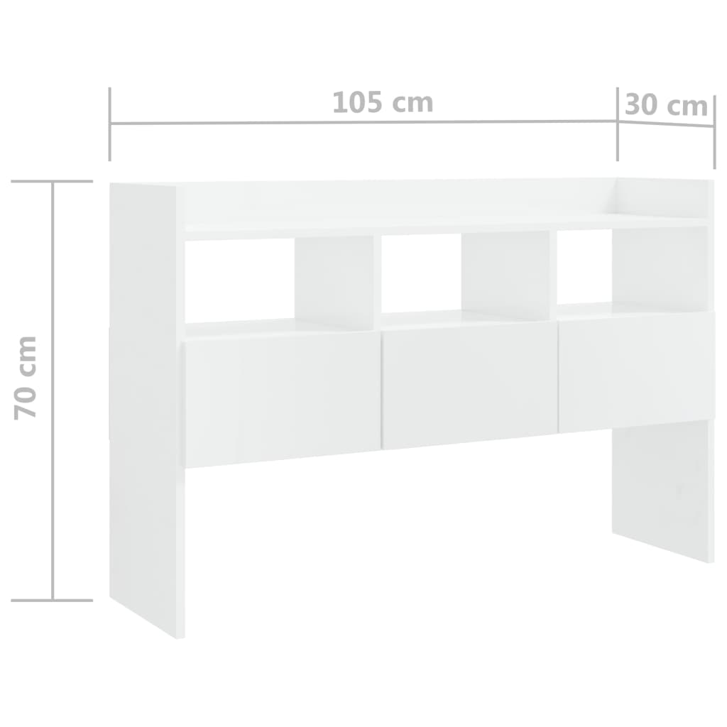 Μπουφές Γυαλιστερό Λευκό 105 x 30 x 70 εκ. από Επεξ. Ξύλο - Pakobazaar