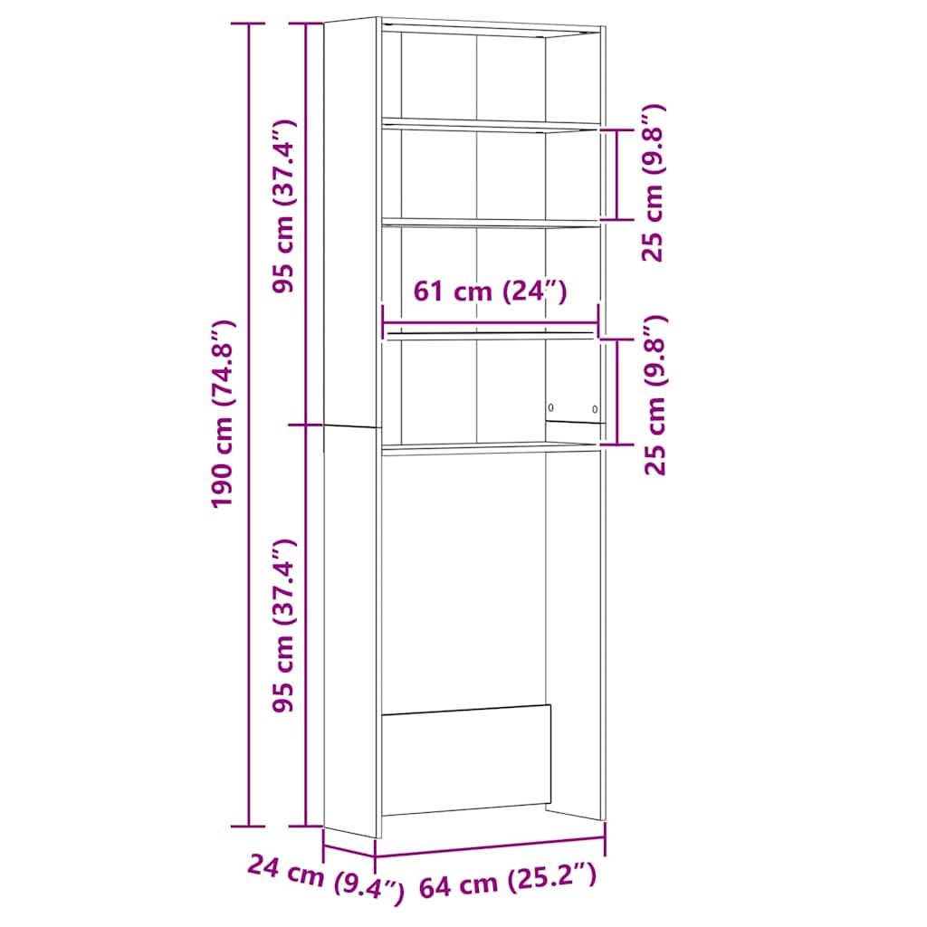 Ντουλάπι Πλυντηρίου Λευκό 64 x 24 x 190 εκ. - Pakobazaar