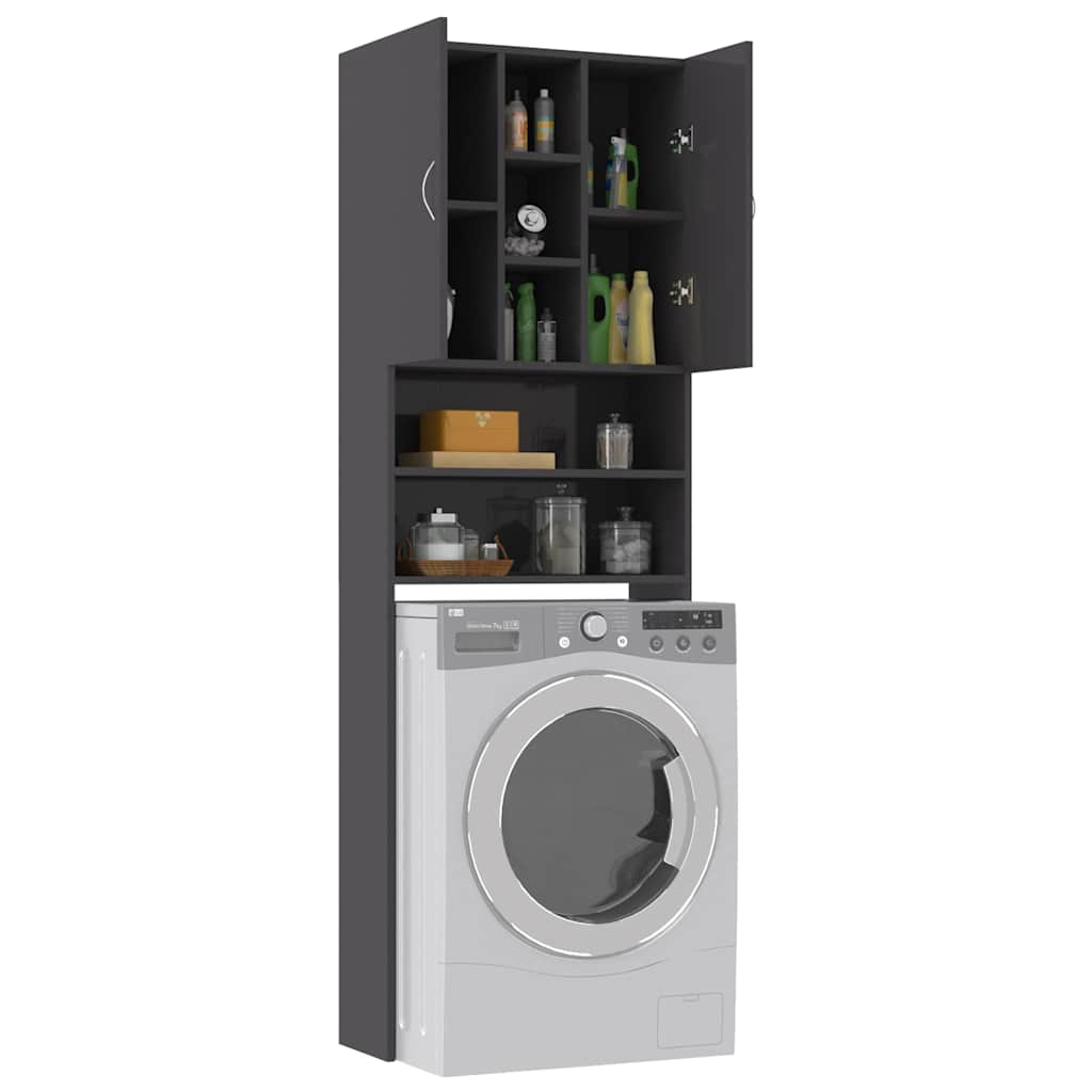 Ντουλάπι Πλυντηρίου Γυαλιστερό Γκρι 64 x 25,5 x 190 εκ. - Pakobazaar