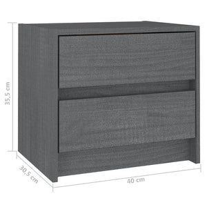 Κομοδίνο Γκρι 40 x 30,5 x 35,5 εκ. από Μασίφ Ξύλο Πεύκου - Pakobazaar