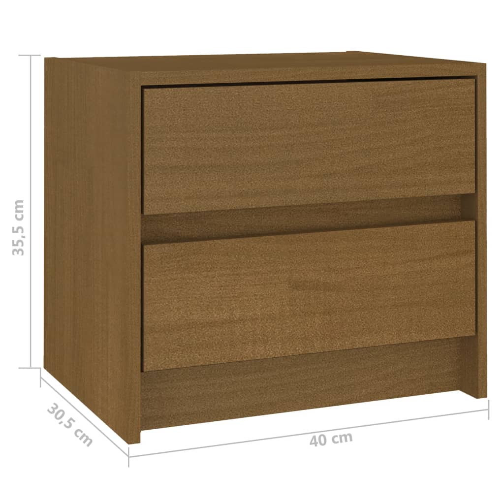 Κομοδίνο Καφέ Μελί 40 x 30,5 x 35,5 εκ. από Μασίφ Ξύλο Πεύκου - Pakobazaar