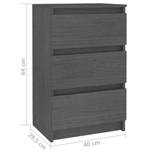 Κομοδίνο Γκρι 40 x 29,5 x 64 εκ. από Μασίφ Ξύλο Πεύκου