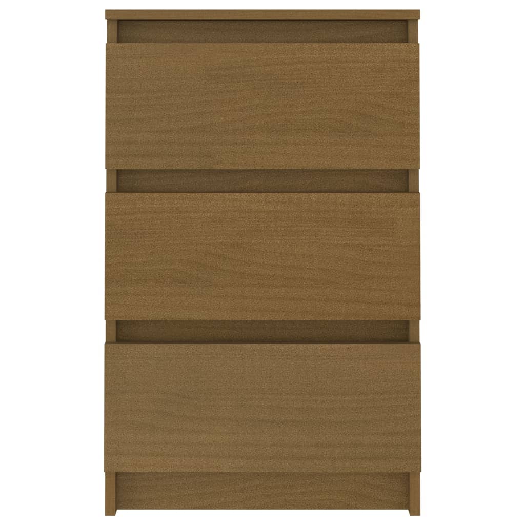 Κομοδίνο Καφέ Μελί 40 x 29,5 x 64 εκ. από Μασίφ Ξύλο Πεύκου