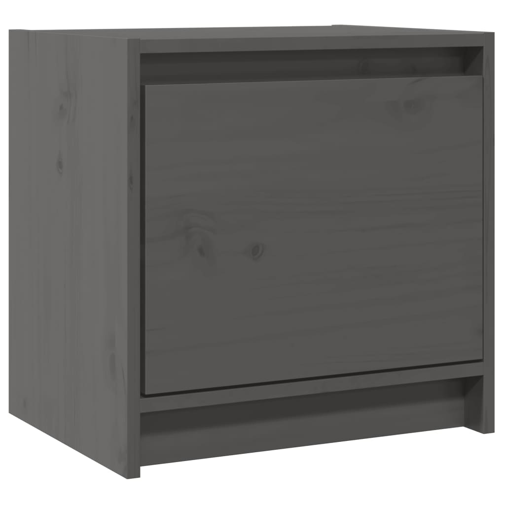Κομοδίνο Γκρι 40 x 30,5 x 40 εκ. από Μασίφ Ξύλο Πεύκου