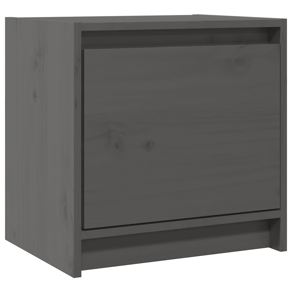 Κομοδίνα 2 τεμ. Γκρι 40 x 30,5 x 40 εκ. από Μασίφ Ξύλο Πεύκου