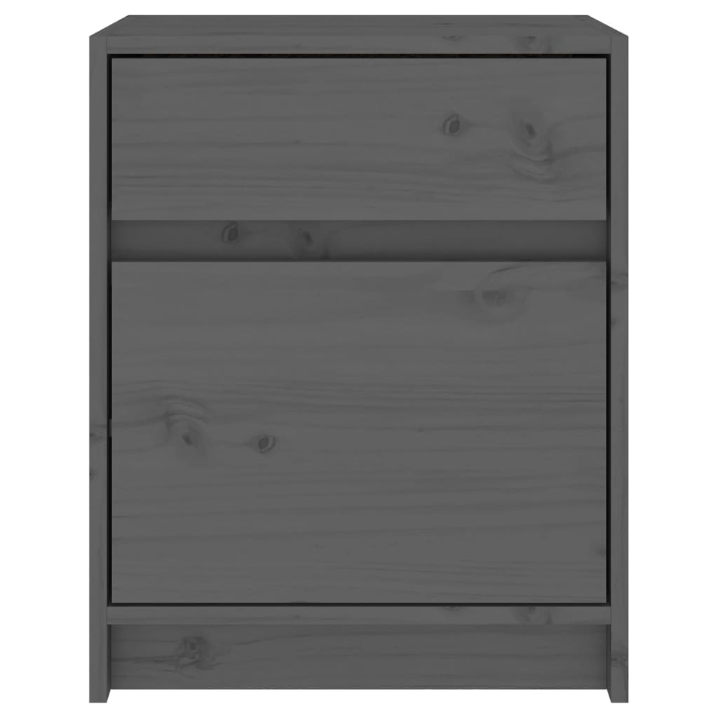 Κομοδίνα 2 τεμ. Γκρι 40 x 31 x 50 εκ. από Μασίφ Ξύλο Πεύκου - Pakobazaar