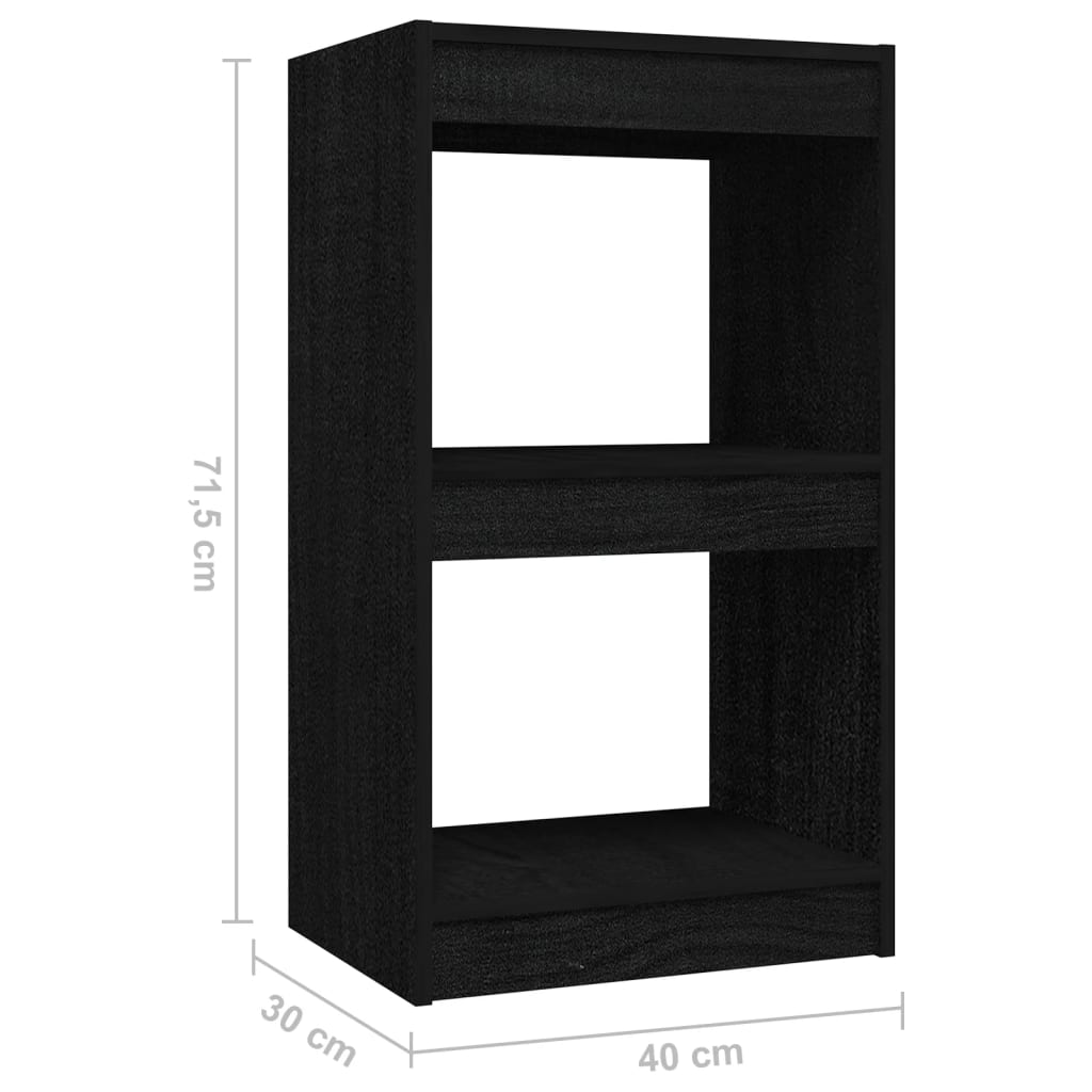 Βιβλιοθήκη Μαύρη 40 x 30 x 71,5 εκ. από Μασίφ Ξύλο Πεύκου - Pakobazaar