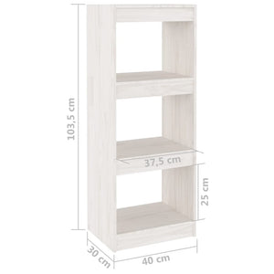 Βιβλιοθήκη/Διαχωριστικό Χώρου Λευκό 40x30x103,5 εκ. Ξύλο Πεύκου