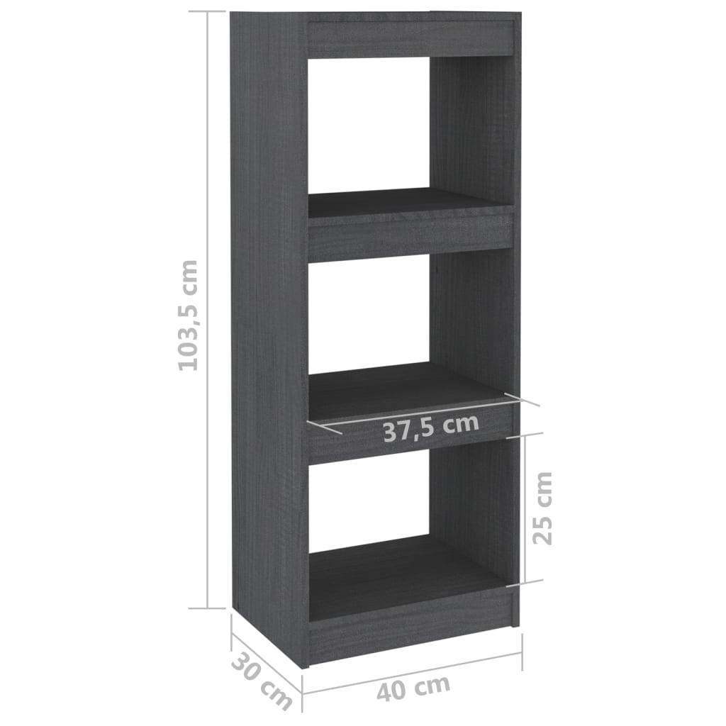 Βιβλιοθήκη/Διαχωριστικό Χώρου Γκρι 40x30x103,5 εκ. Ξύλο Πεύκου