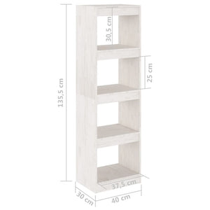 Βιβλιοθήκη/Διαχωριστικό Χώρου Λευκό 40x30x135,5 εκ. Ξύλο Πεύκου - Pakobazaar