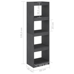 Βιβλιοθήκη/Διαχωριστικό Χώρου Γκρι 40x30x135,5 εκ. Ξύλο Πεύκου - Pakobazaar
