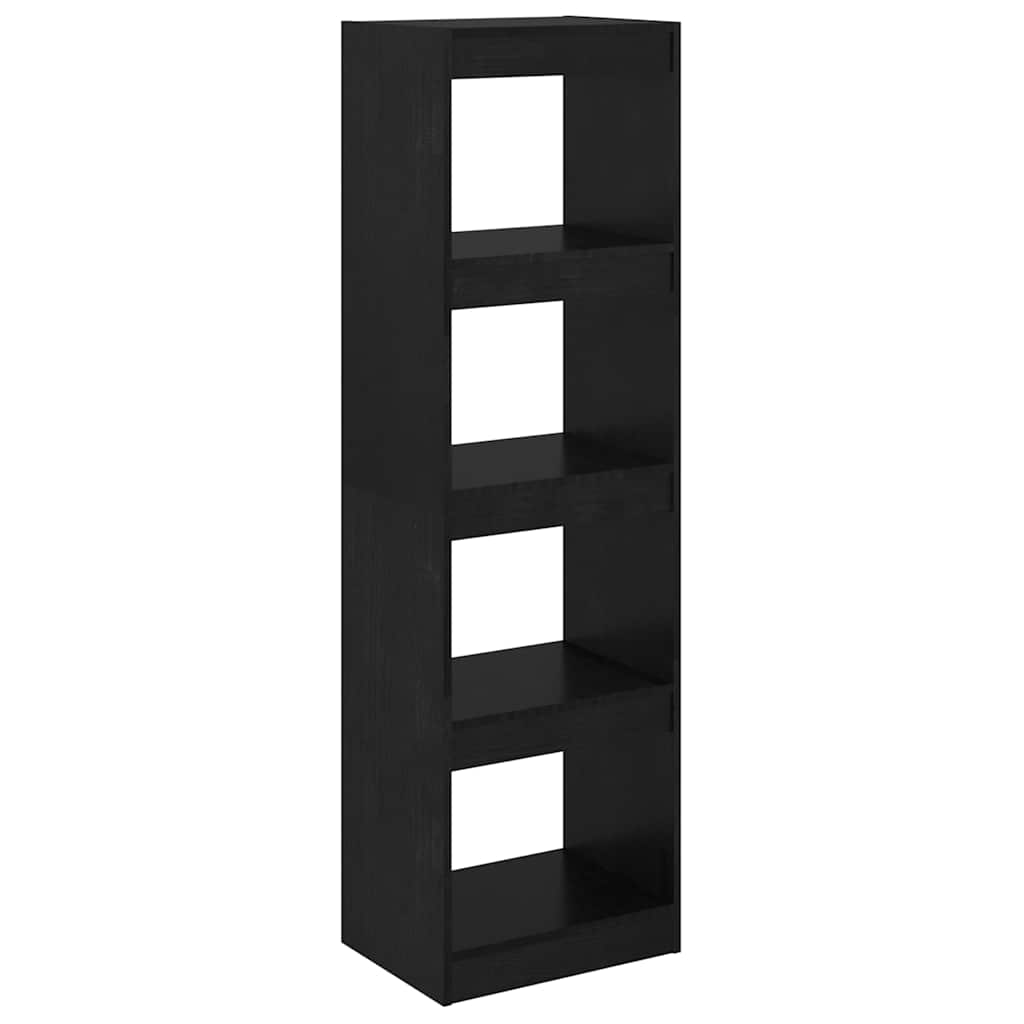 Βιβλιοθήκη/Διαχωριστικό Χώρου Μαύρο 40x30x135,5 εκ. Ξύλο Πεύκου