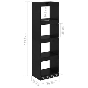 Βιβλιοθήκη/Διαχωριστικό Χώρου Μαύρο 40x30x135,5 εκ. Ξύλο Πεύκου