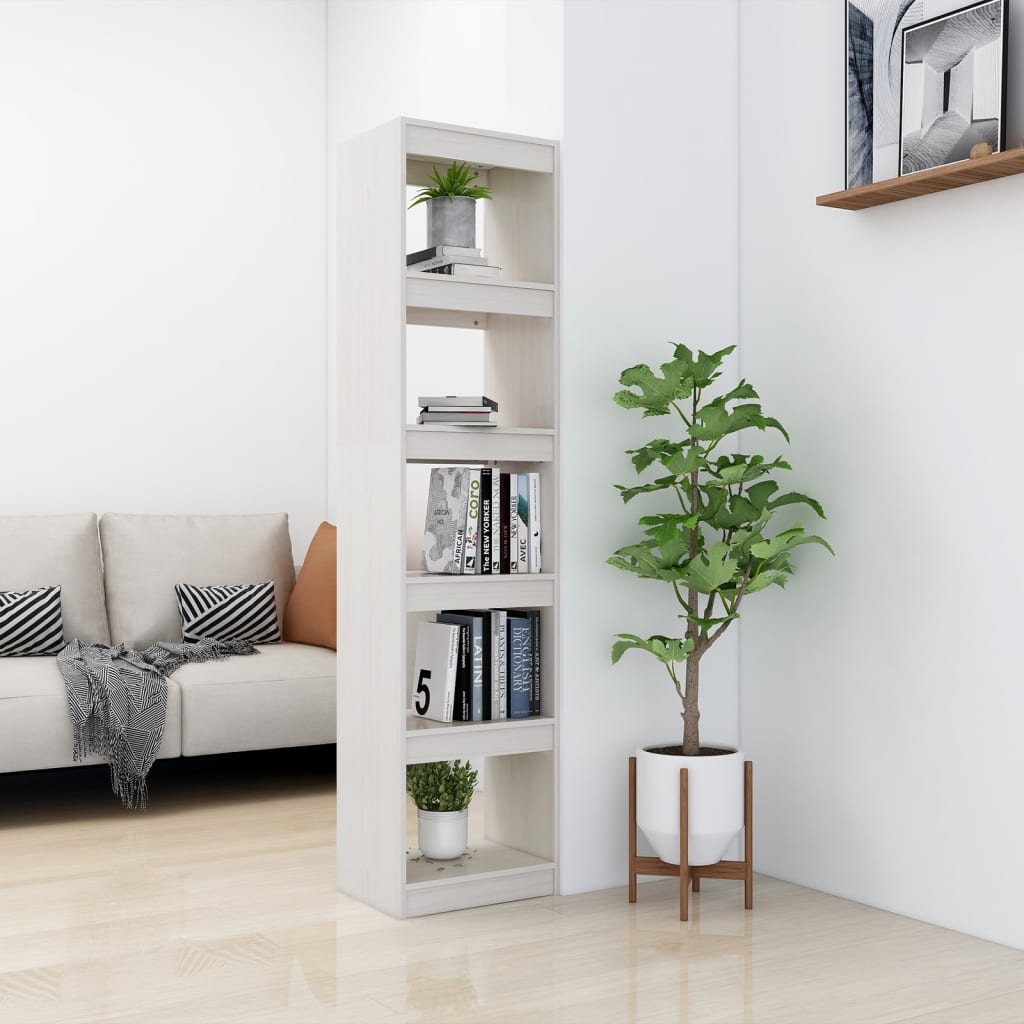 Βιβλιοθήκη/Διαχωριστικό Χώρου Λευκό 40x30x167,5 εκ. Ξύλο Πεύκου