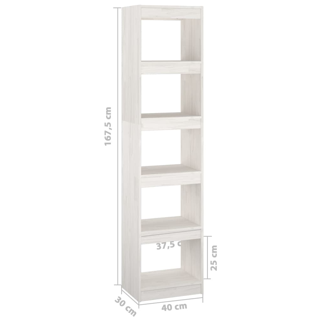 Βιβλιοθήκη/Διαχωριστικό Χώρου Λευκό 40x30x167,5 εκ. Ξύλο Πεύκου
