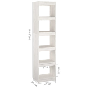 Βιβλιοθήκη/Διαχωριστικό Χώρου Λευκό 40x30x167,5 εκ. Ξύλο Πεύκου