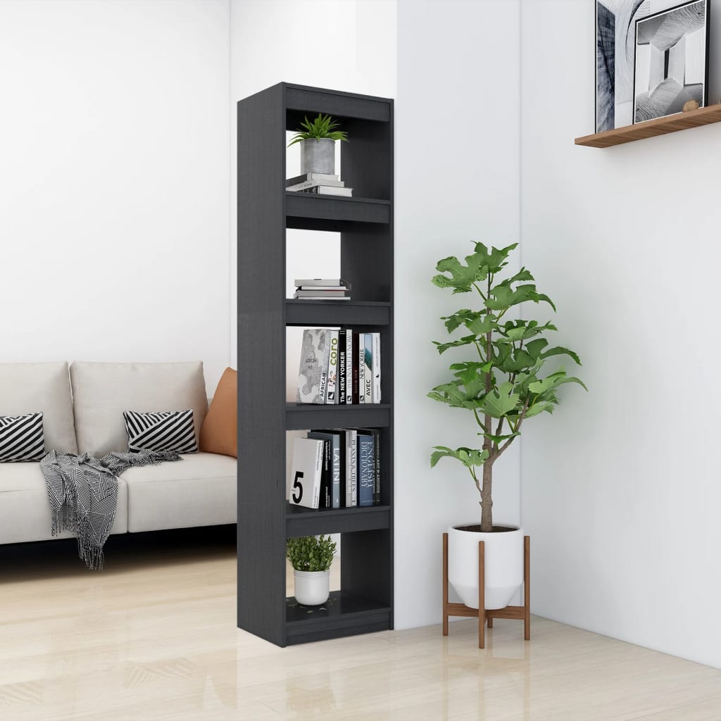 Βιβλιοθήκη/Διαχωριστικό Χώρου Γκρι 40x30x167,5 εκ. Ξύλο Πεύκου
