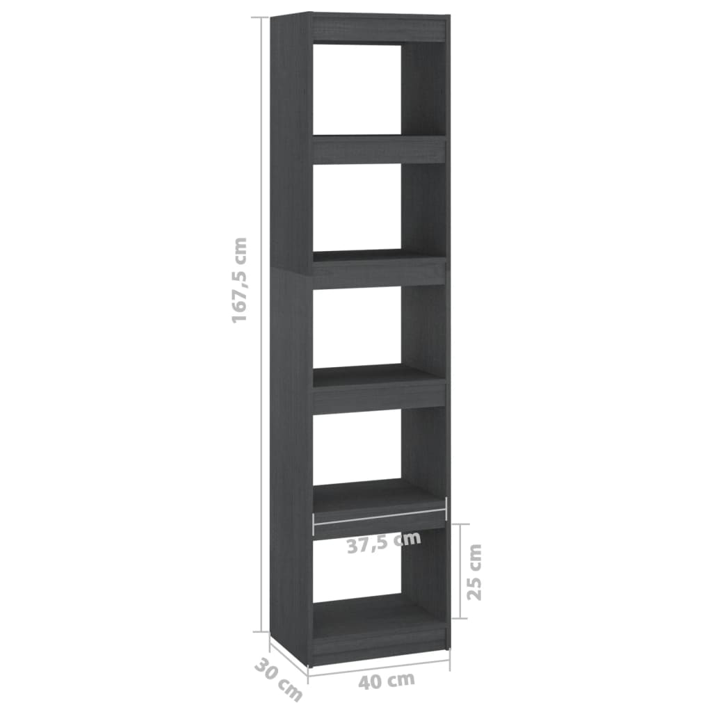 Βιβλιοθήκη/Διαχωριστικό Χώρου Γκρι 40x30x167,5 εκ. Ξύλο Πεύκου