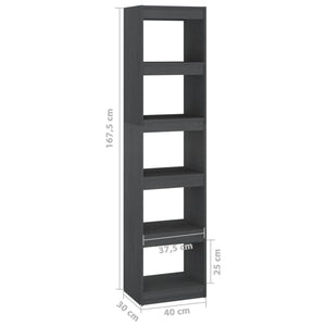 Βιβλιοθήκη/Διαχωριστικό Χώρου Γκρι 40x30x167,5 εκ. Ξύλο Πεύκου