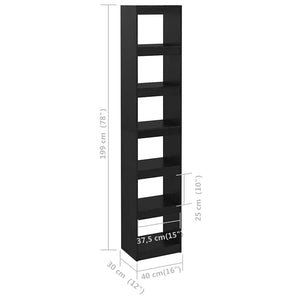 Βιβλιοθήκη/Διαχωριστικό Χώρου Μαύρο 40x30x199 εκ. Ξύλο Πεύκου