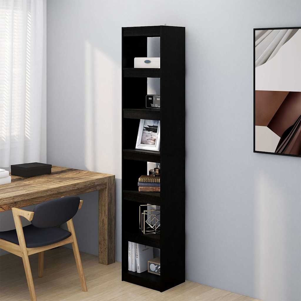 Βιβλιοθήκη/Διαχωριστικό Χώρου Μαύρο 40x30x199 εκ. Ξύλο Πεύκου