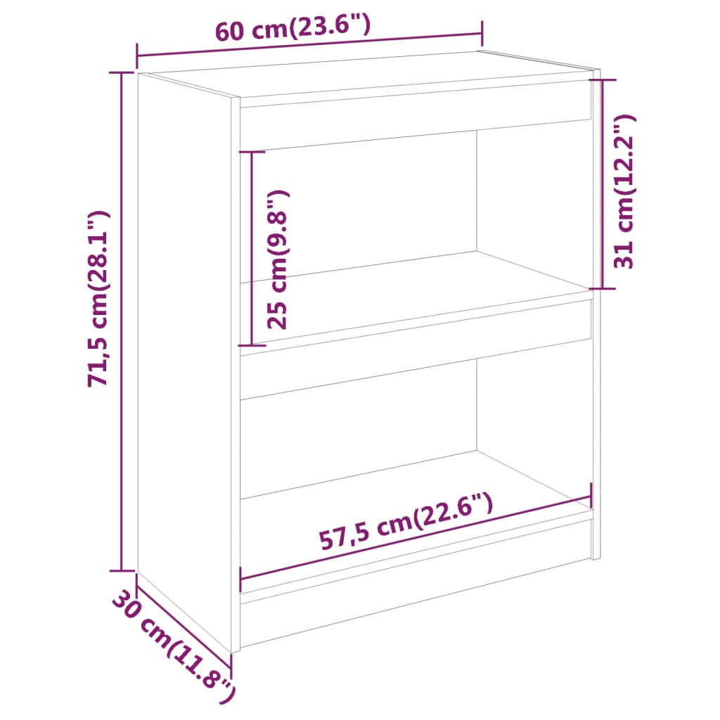 Βιβλιοθήκη/Διαχωριστικό Χώρου 60x30x71,5 εκ. Μασίφ Ξύλο Πεύκου - Pakobazaar