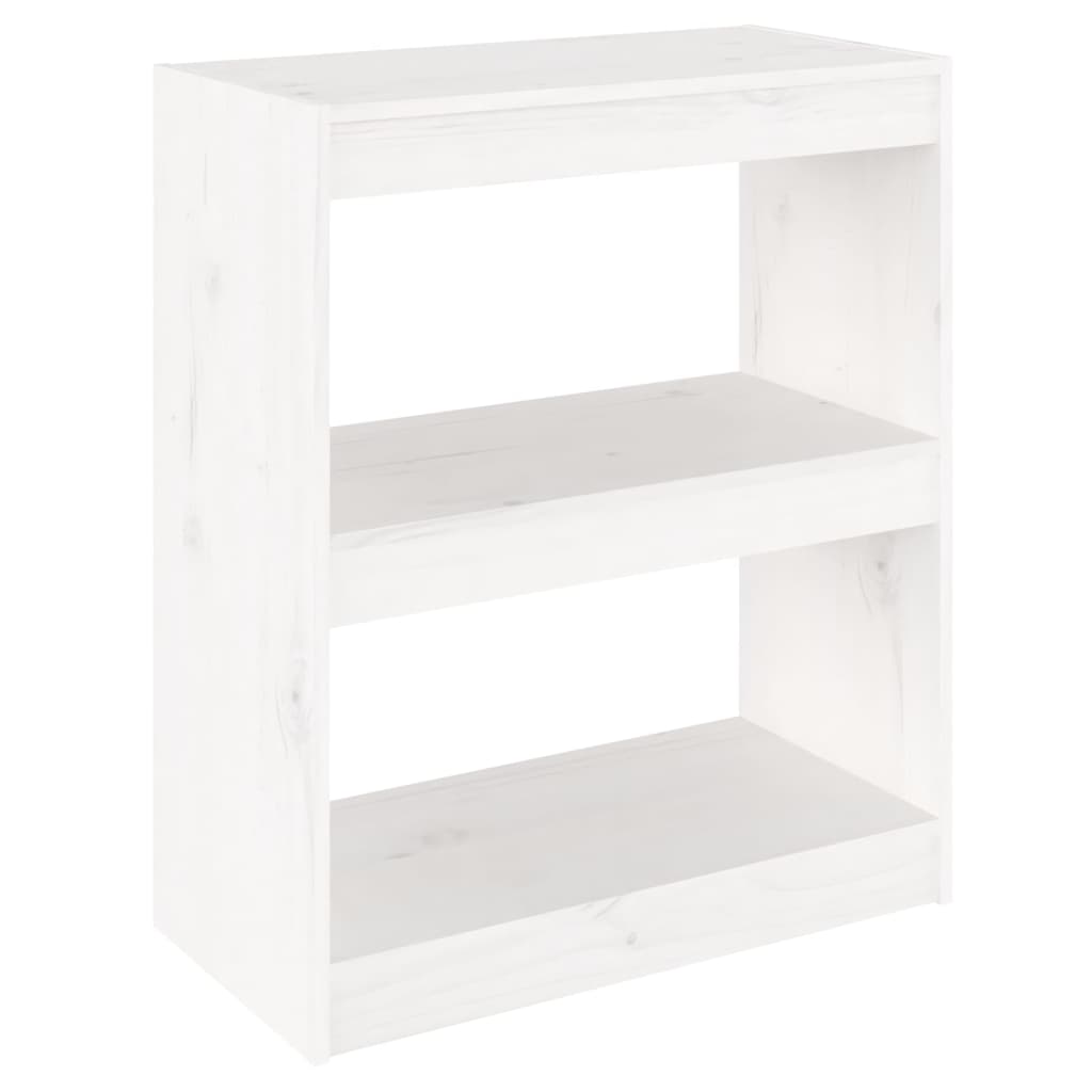 Βιβλιοθήκη/Διαχωρ. Χώρου Λευκό 60x30x71,5 εκ. Μασίφ Ξύλο Πεύκου