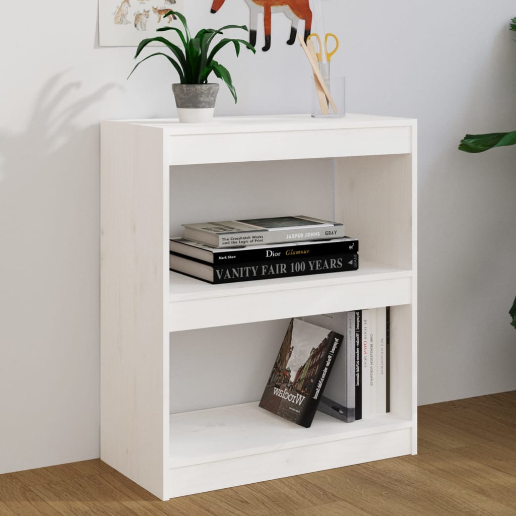 Βιβλιοθήκη/Διαχωρ. Χώρου Λευκό 60x30x71,5 εκ. Μασίφ Ξύλο Πεύκου
