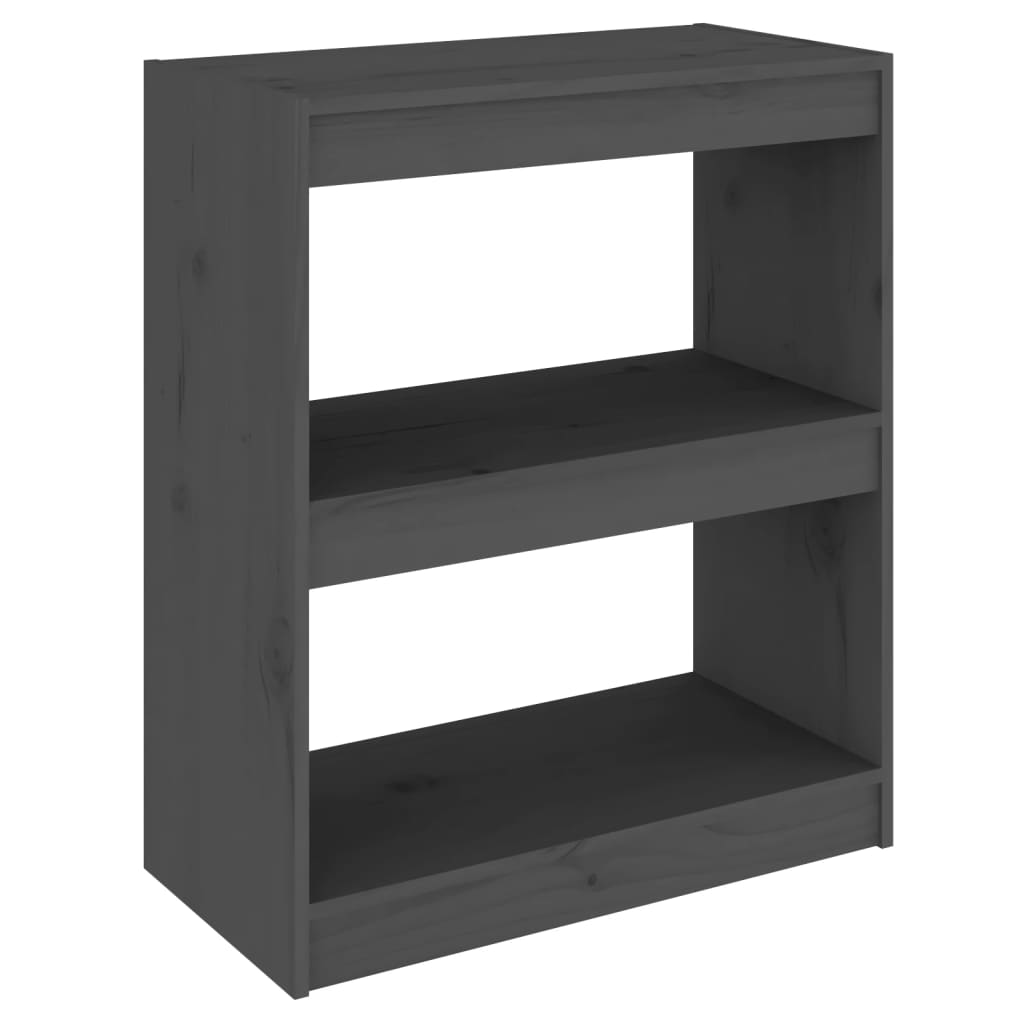 Βιβλιοθήκη/Διαχωρ. Χώρου Γκρι 60x30x71,5 εκ. Μασίφ Ξύλο Πεύκου