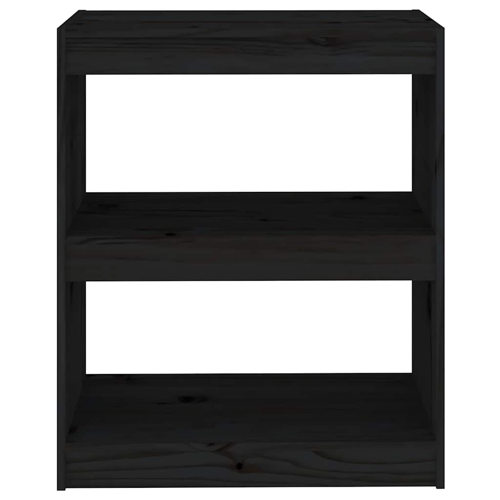 Βιβλιοθήκη/Διαχωρ. Χώρου Μαύρο 60x30x71,5 εκ. Μασίφ Ξύλο Πεύκου