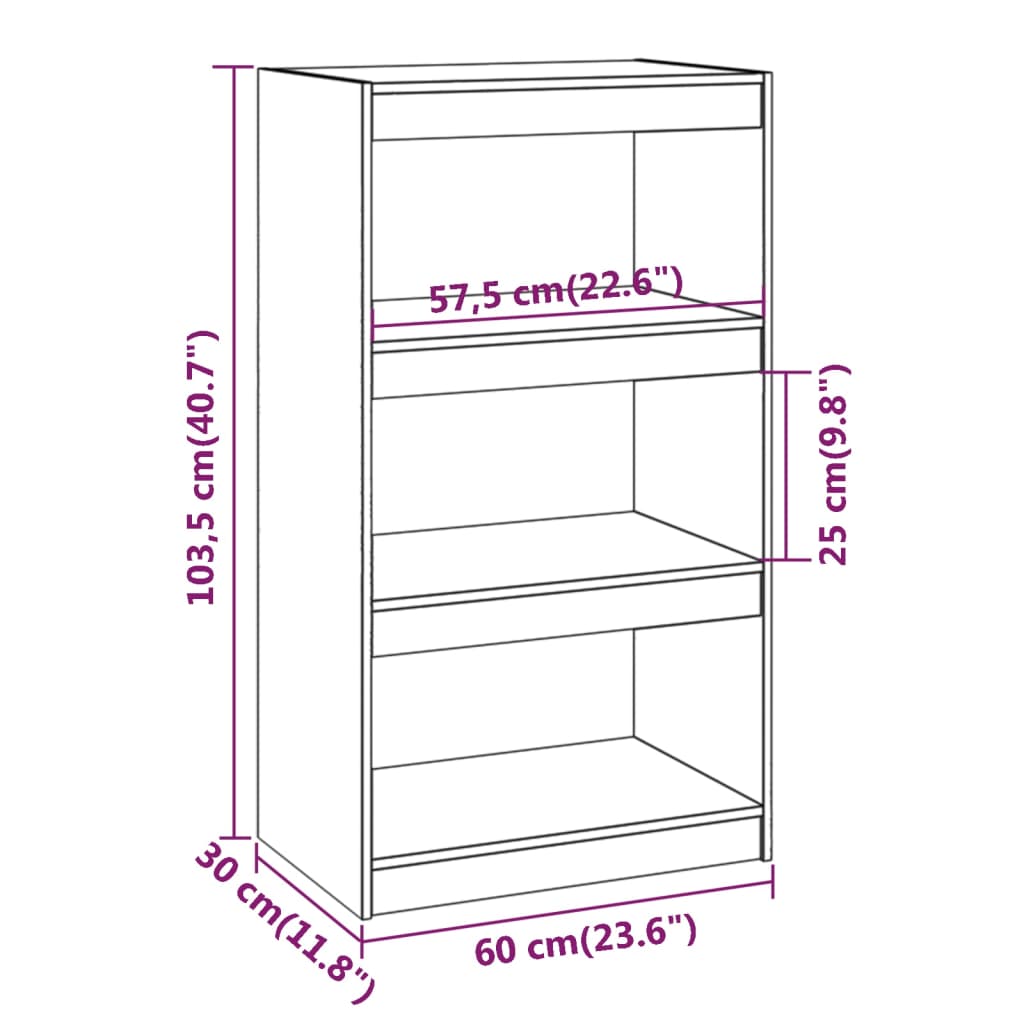 Βιβλιοθήκη/Διαχωριστικό Χώρου Λευκή 60x30x103,5 εκ Μασίφ Πεύκο