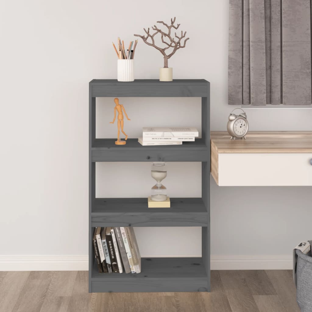 Βιβλιοθήκη/Διαχωριστικό Χώρου Γκρι 60x30x103,5 εκ. Μασίφ Πεύκο