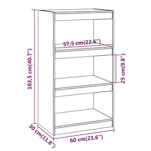 Βιβλιοθήκη/Διαχωριστικό Χώρου Γκρι 60x30x103,5 εκ. Μασίφ Πεύκο