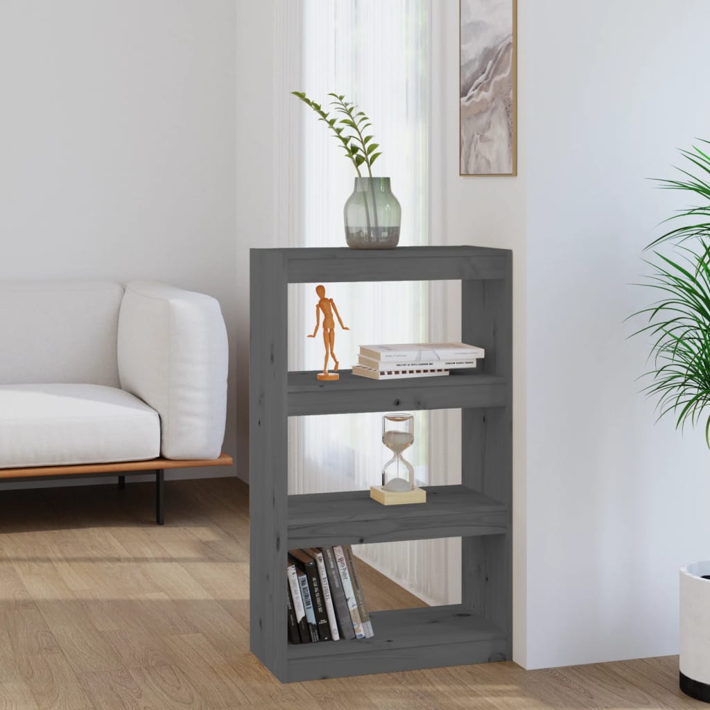 Βιβλιοθήκη/Διαχωριστικό Χώρου Γκρι 60x30x103,5 εκ. Μασίφ Πεύκο