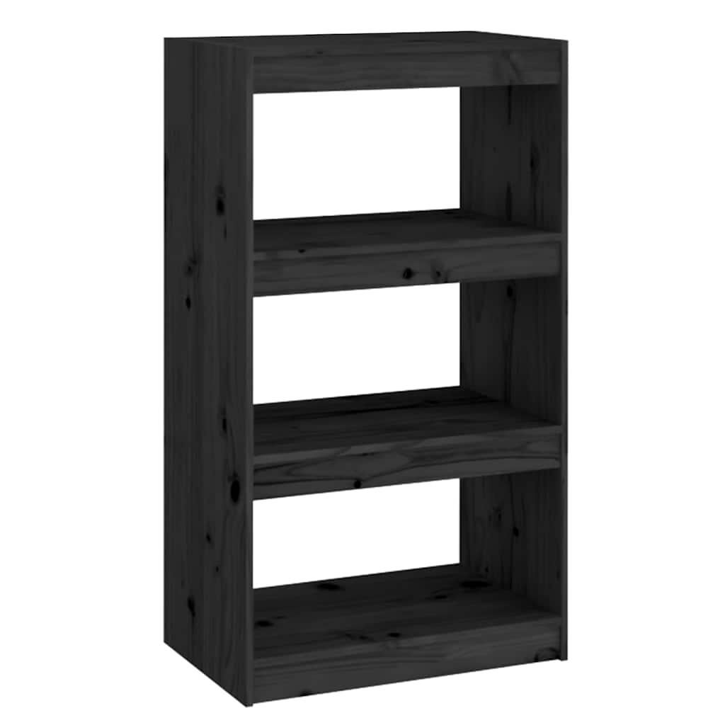 Βιβλιοθήκη/Διαχωριστικό Χώρου Μαύρη 60x30x103,5 εκ. Μασίφ Πεύκο