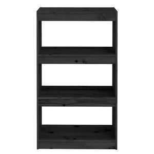 Βιβλιοθήκη/Διαχωριστικό Χώρου Μαύρη 60x30x103,5 εκ. Μασίφ Πεύκο
