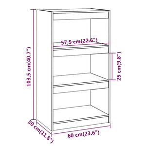 Βιβλιοθήκη/Διαχωριστικό Χώρου Μαύρη 60x30x103,5 εκ. Μασίφ Πεύκο